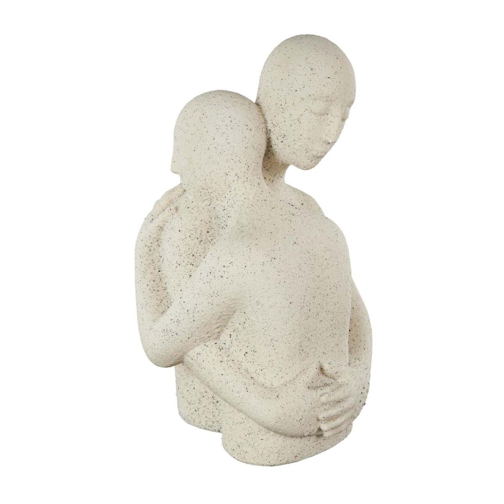 Deco Marche White Polystone People Hugging Decorative Sculpture with Black Speckles