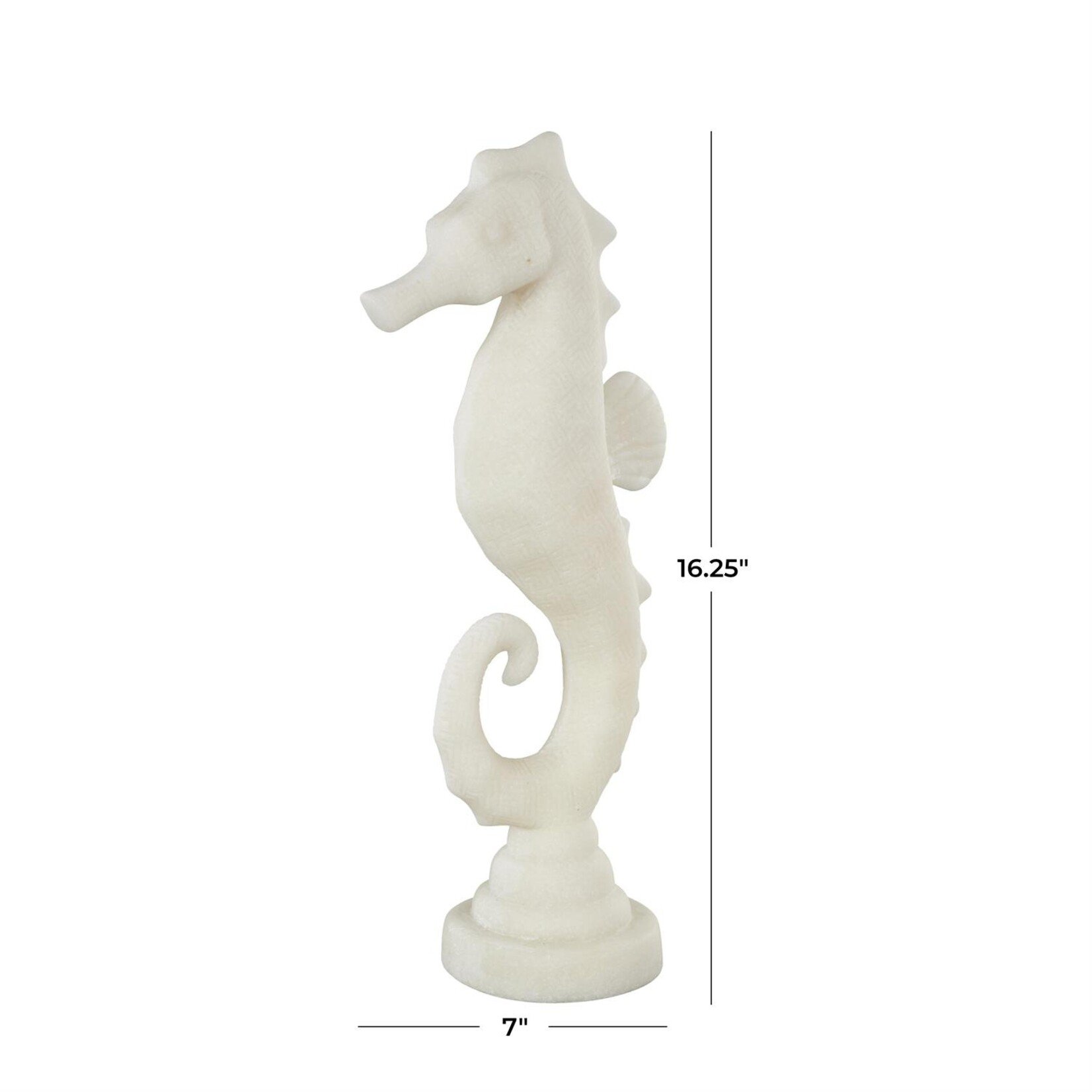 Deco Marche White Polystone Sea Horse Decorative Sculpture