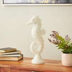 Deco Marche White Polystone Sea Horse Decorative Sculpture