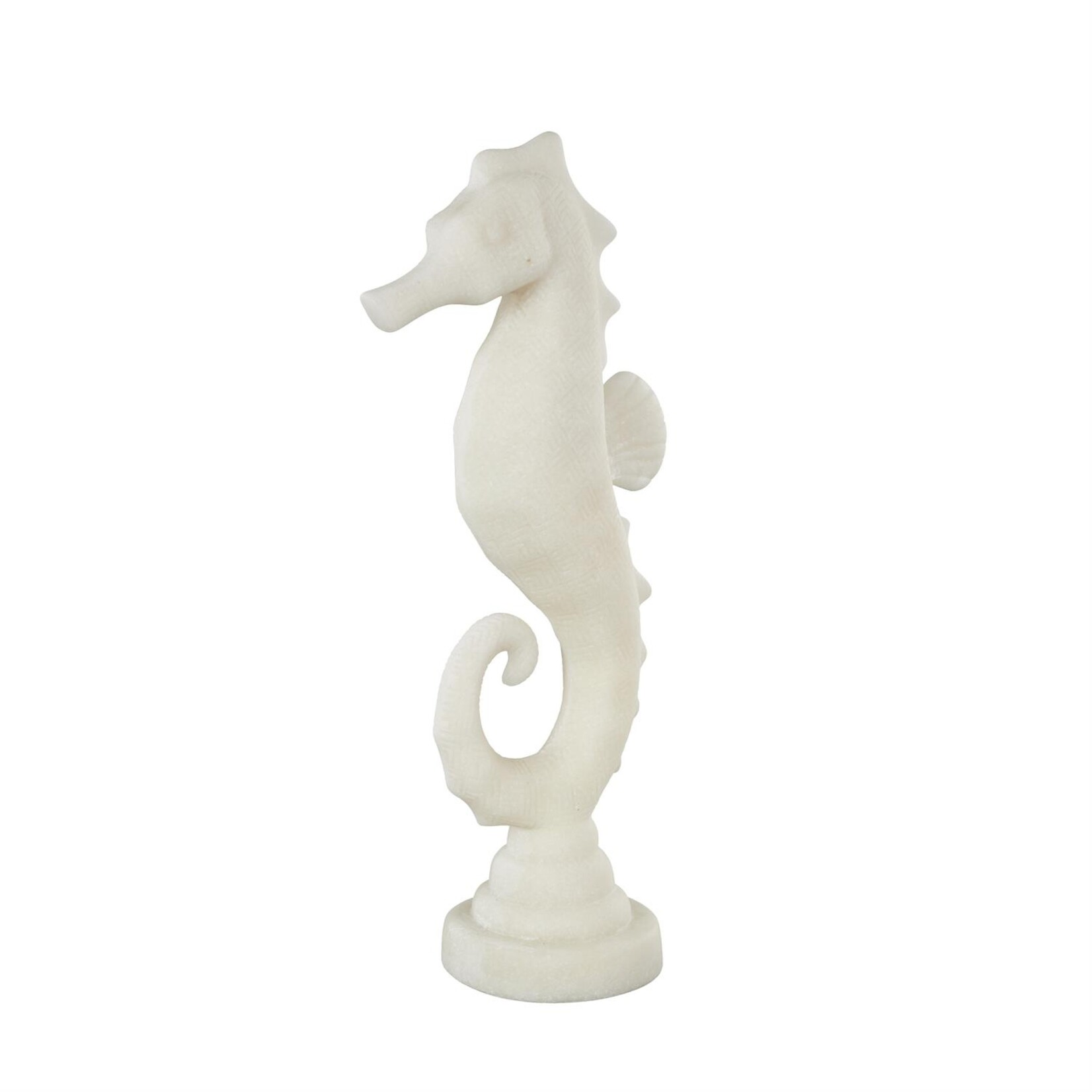 Deco Marche White Polystone Sea Horse Decorative Sculpture