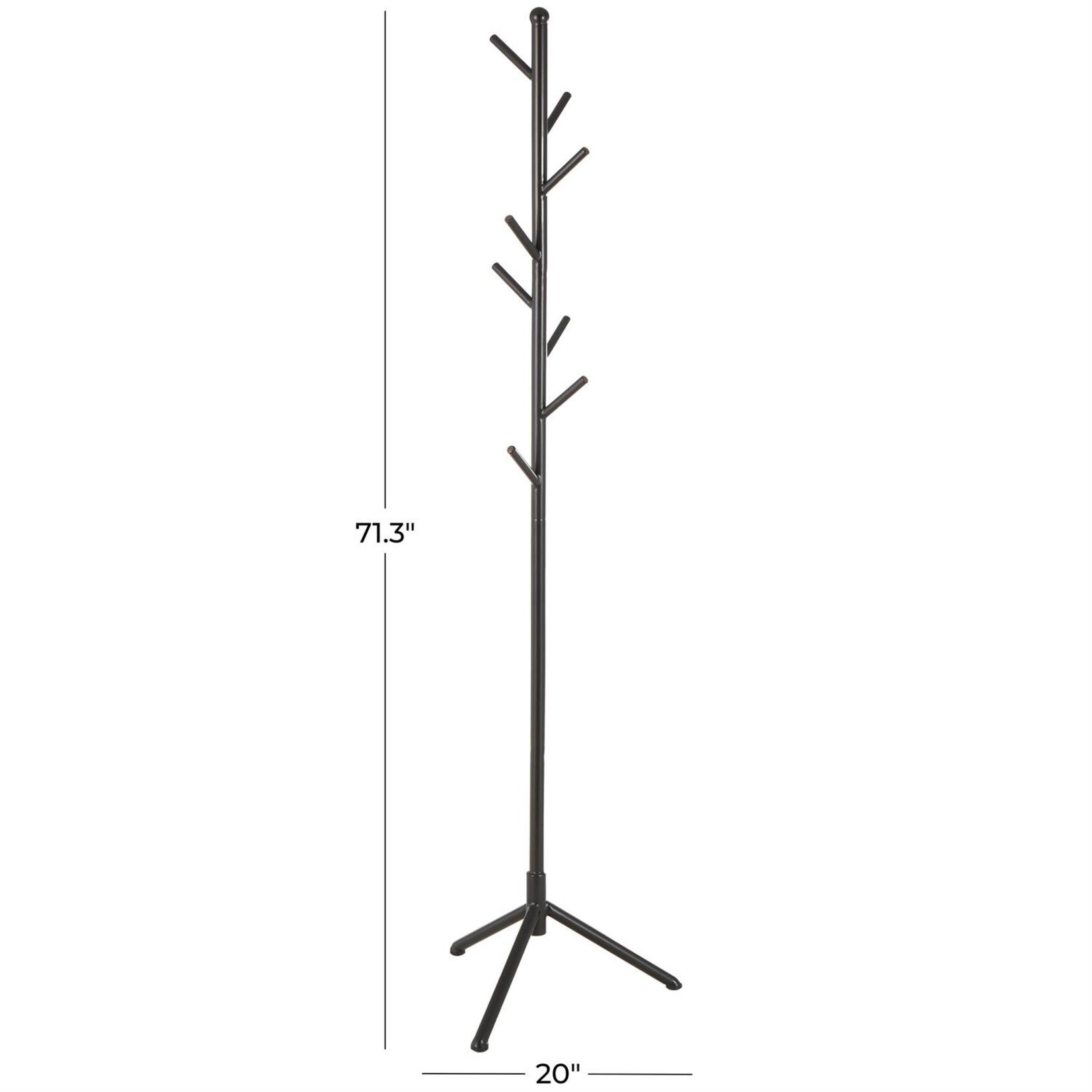 Deco Marche Black Metal 8 Hook Freestanding Coat