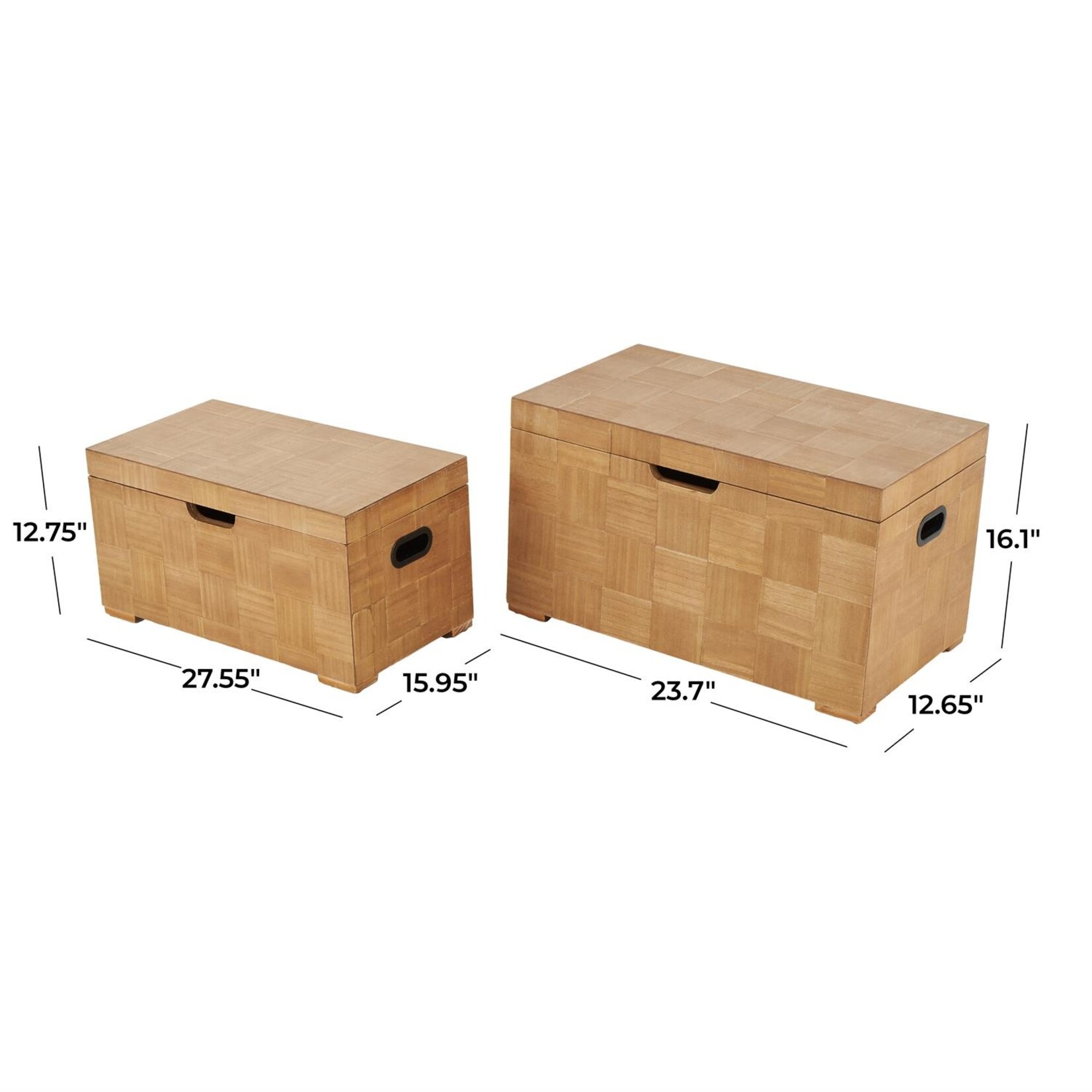 Deco Marche Brown Wood Decorative Trunks Set of 2