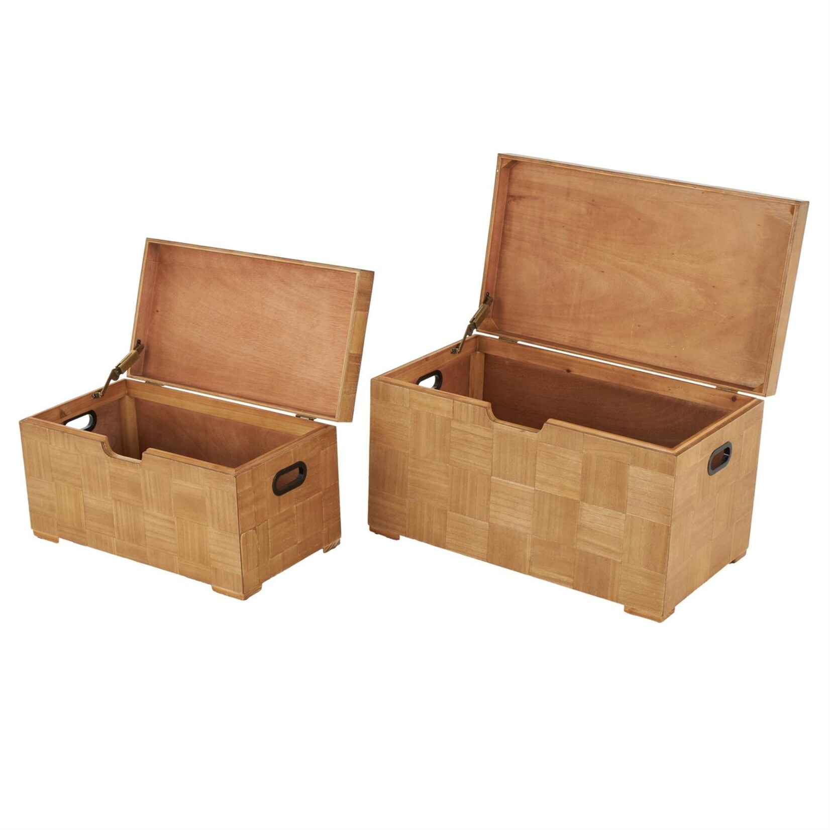 Deco Marche Brown Wood Decorative Trunks Set of 2