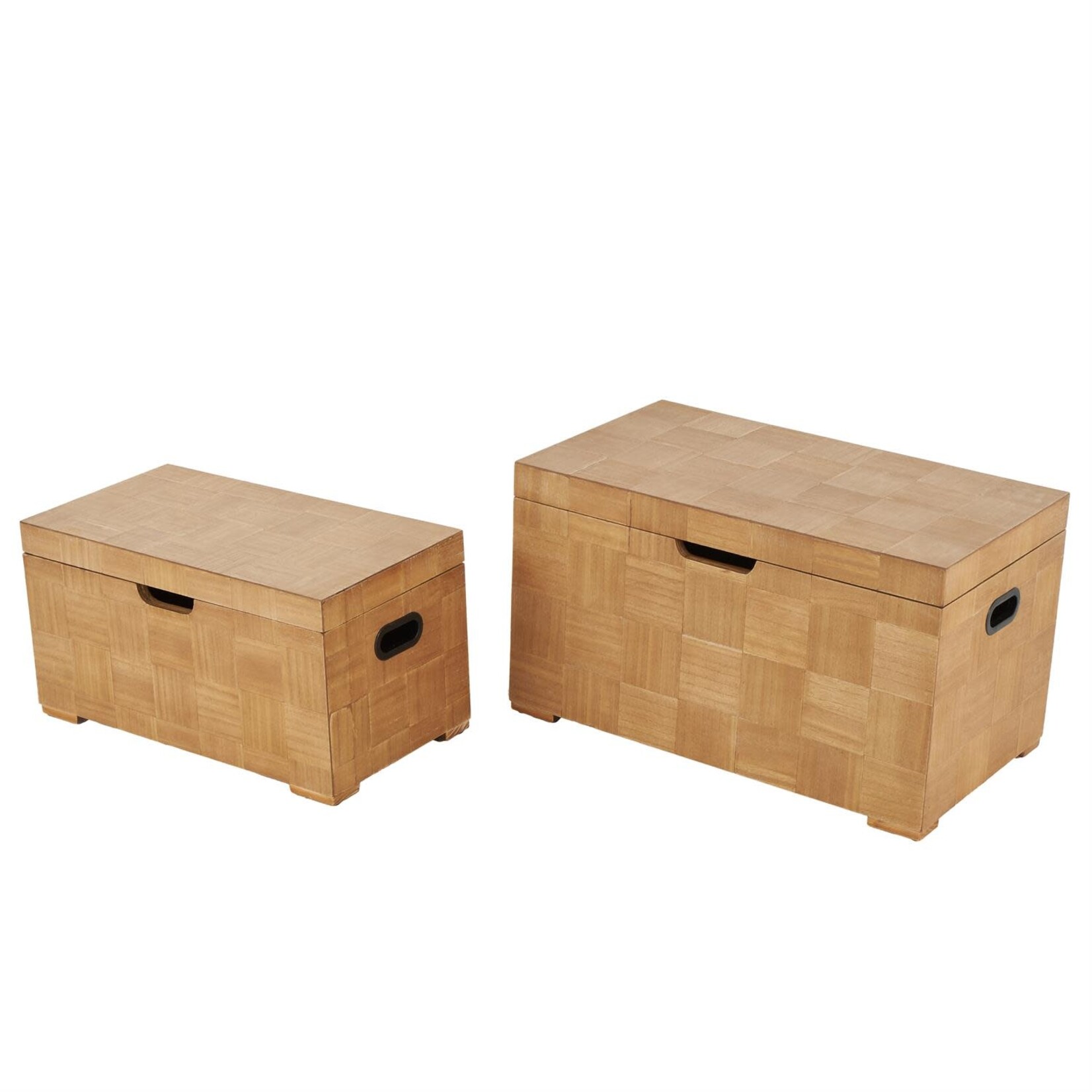 Deco Marche Brown Wood Decorative Trunks Set of 2
