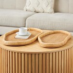 Deco Marche Brown Rattan Woven Decor Tray Set of 2