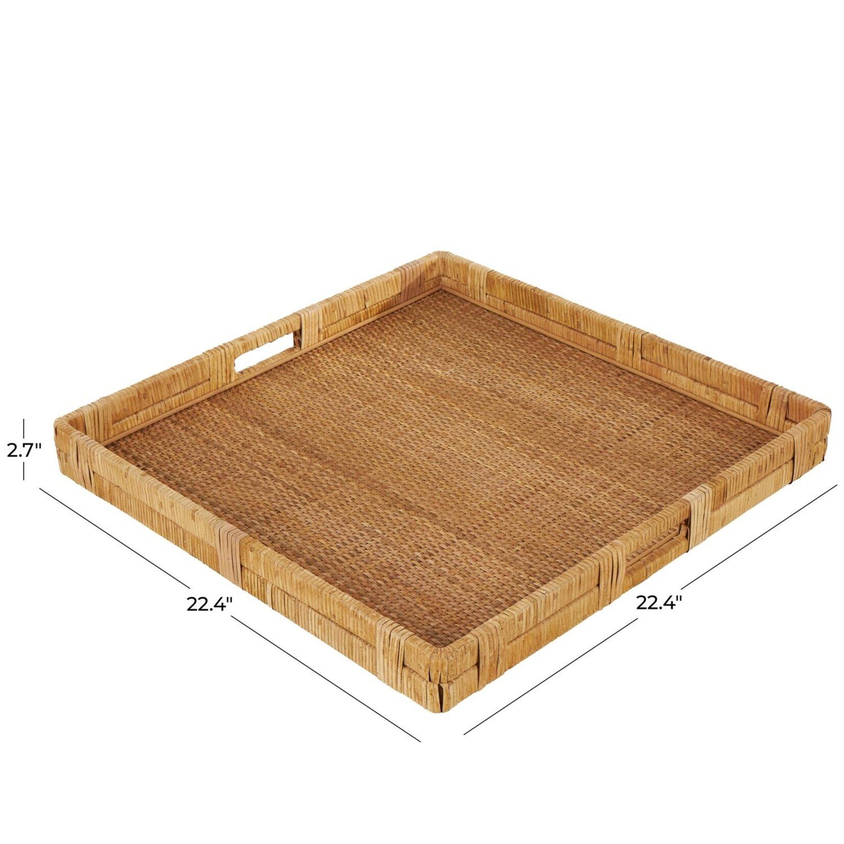 Deco Marche Brown Rattan Woven Decor Tray