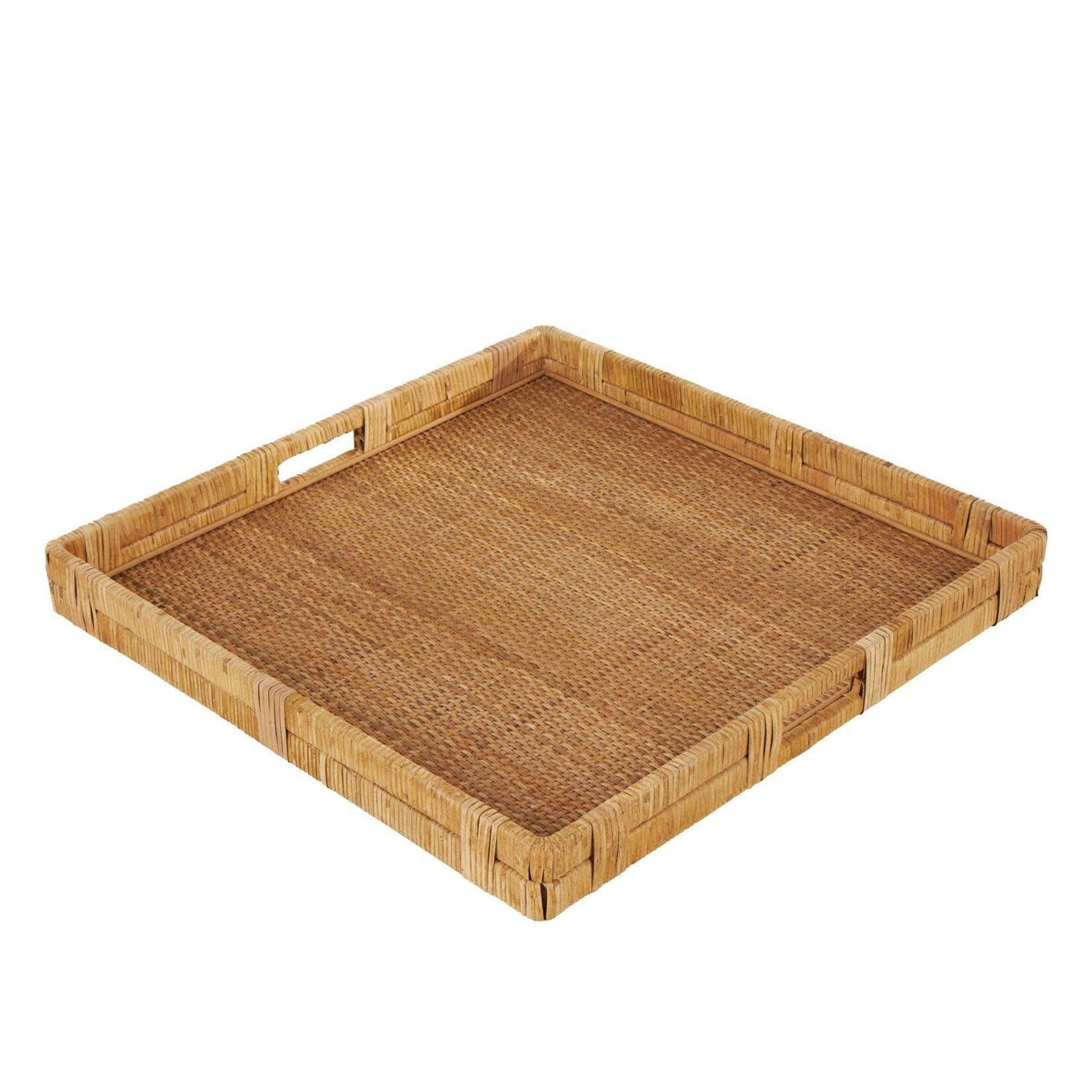 Deco Marche Brown Rattan Woven Decor Tray