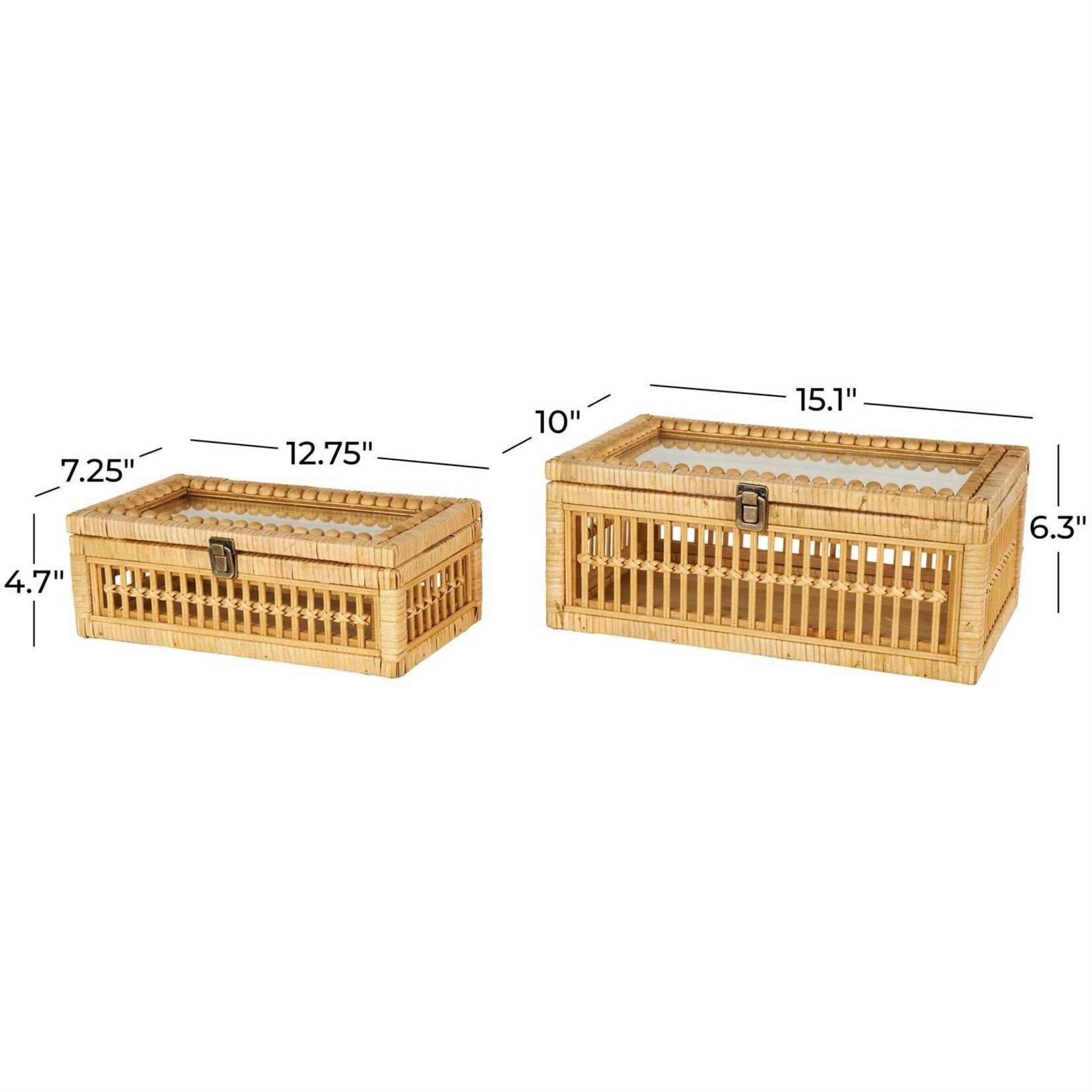 Deco Marche Brown Rattan Woven Storage Decorative Box Set of 2