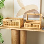 Deco Marche Brown Rattan Woven Storage Decorative Box Set of 2