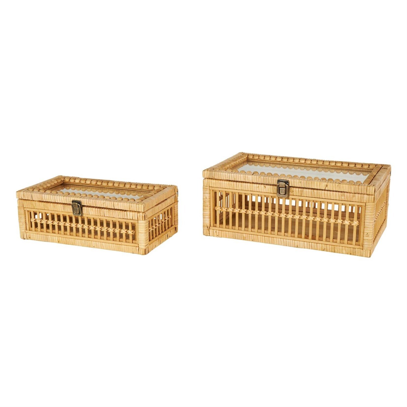 Deco Marche Brown Rattan Woven Storage Decorative Box Set of 2