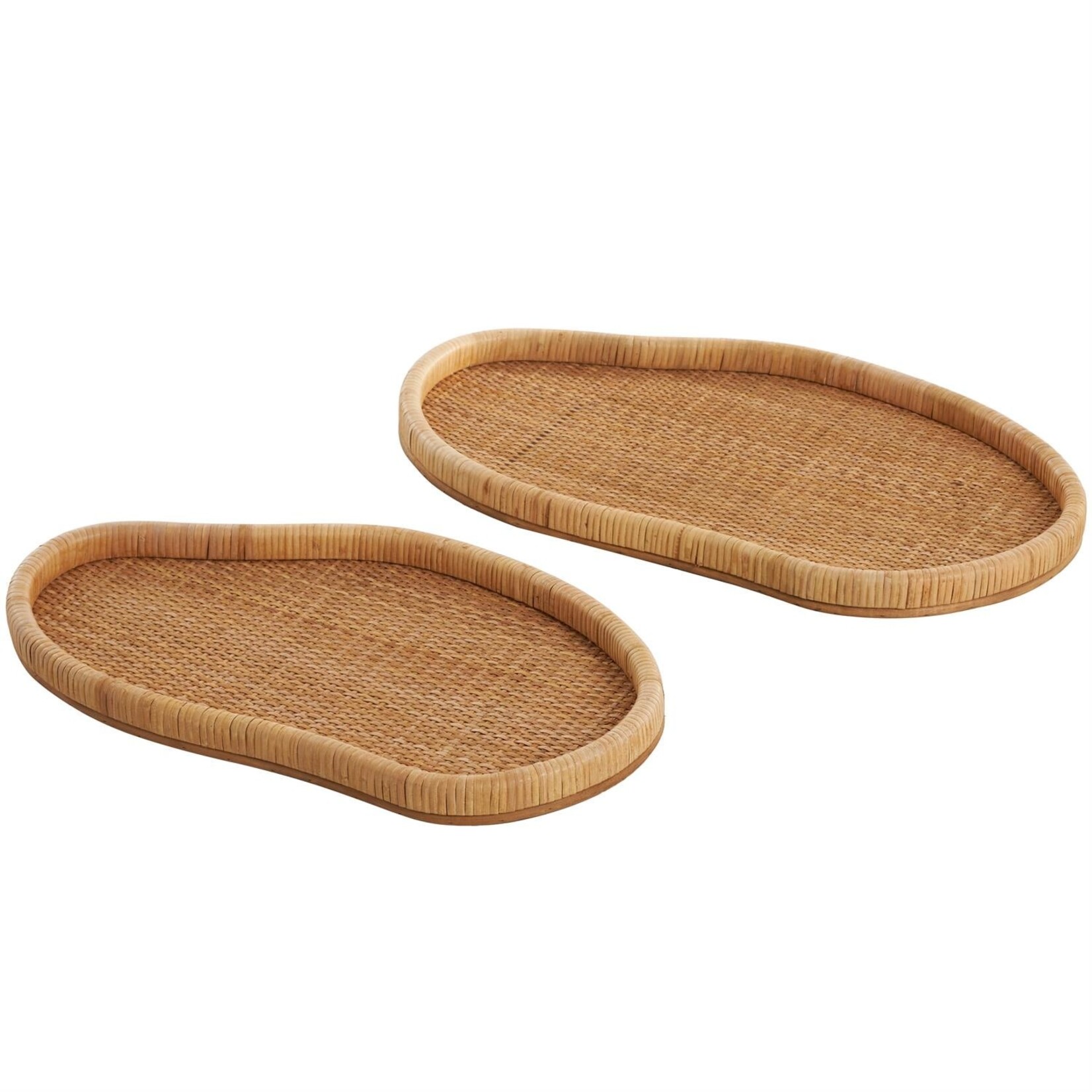 Deco Marche Brown Rattan Woven Decor Tray Set of 2