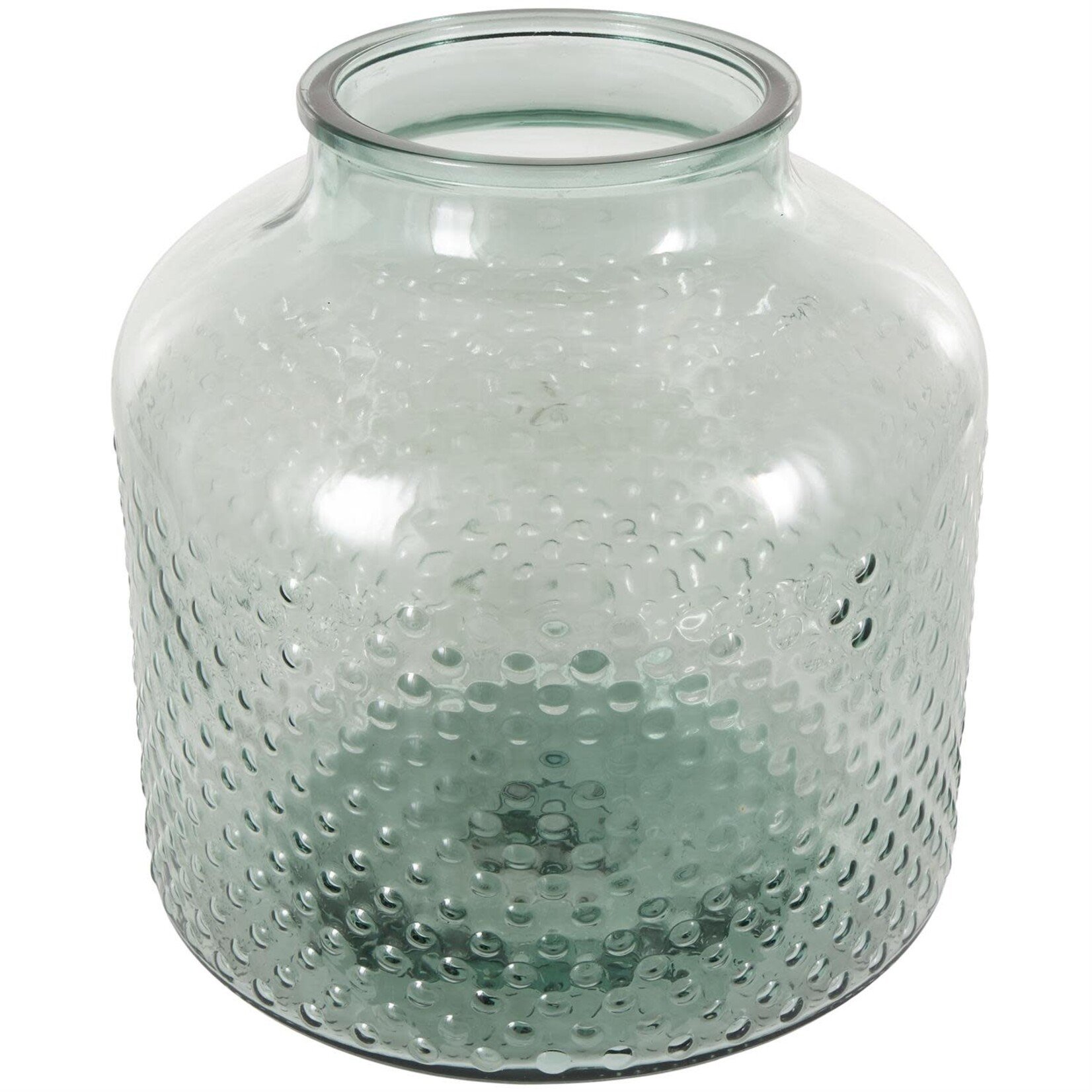 Deco Marche Green Glass Spotted Decorative Vase 12"W, 12"H