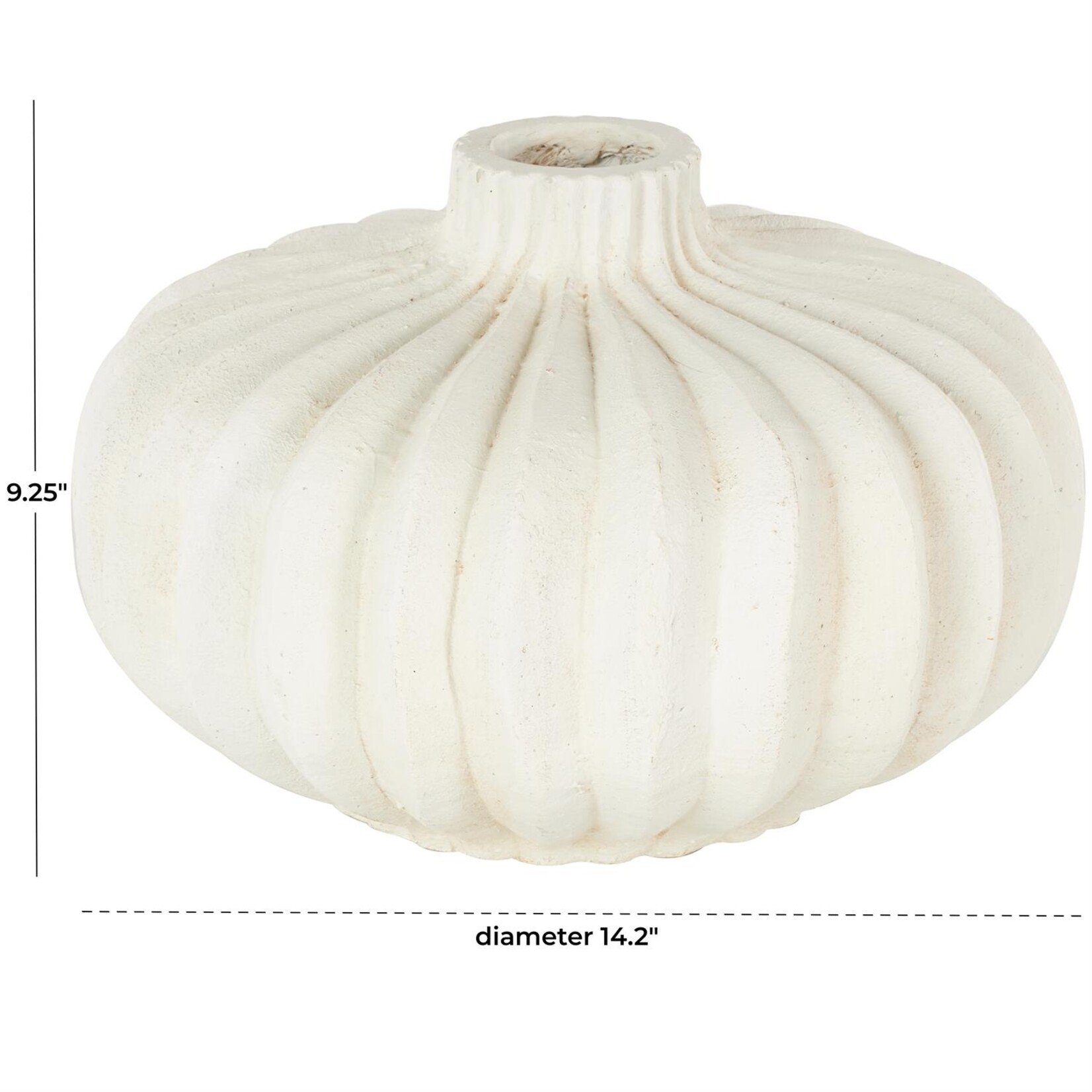 Deco Marche White Magnesium Oxide Abstract Short Wide Decorative Vase 14"W, 9"H