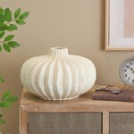 Deco Marche White Magnesium Oxide Abstract Short Wide Decorative Vase 14"W, 9"H