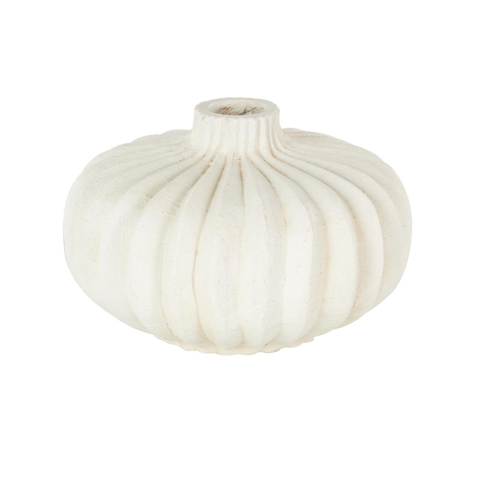 Deco Marche White Magnesium Oxide Abstract Short Wide Decorative Vase 14"W, 9"H