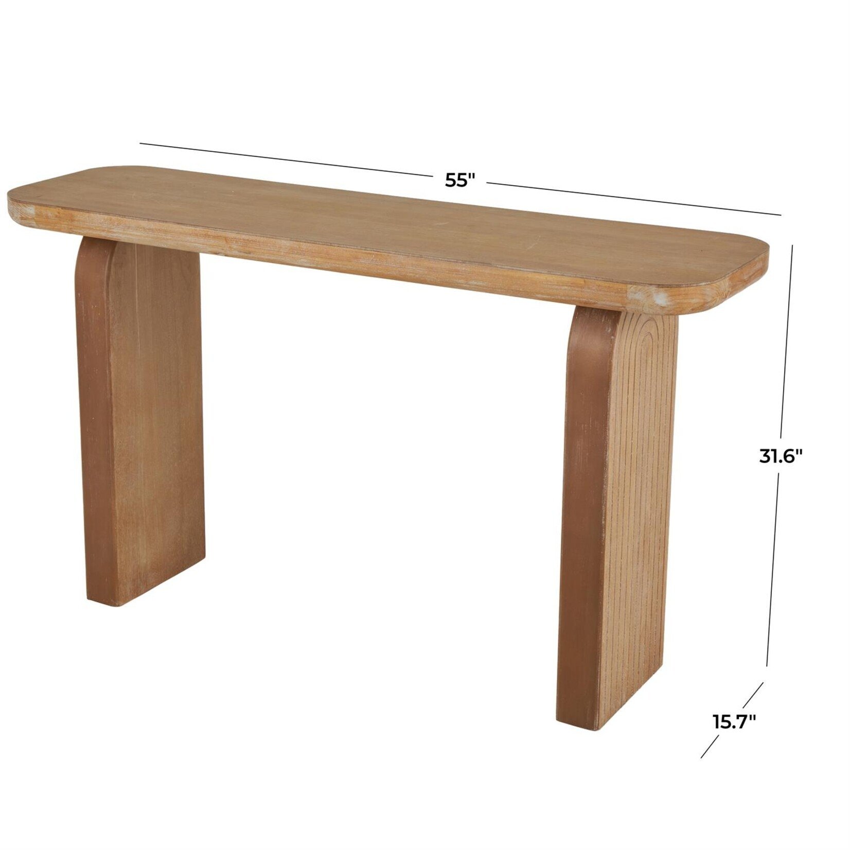Deco Marche Brown Wood Rectangle Console Table with Arched Legs