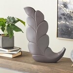 Deco Marche Black Ceramic Leaf Slanted Decorative Vase 15"W, 20"H