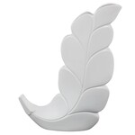 Deco Marche White Ceramic Leaf Slanted Decorative Vase 15"W, 20"H