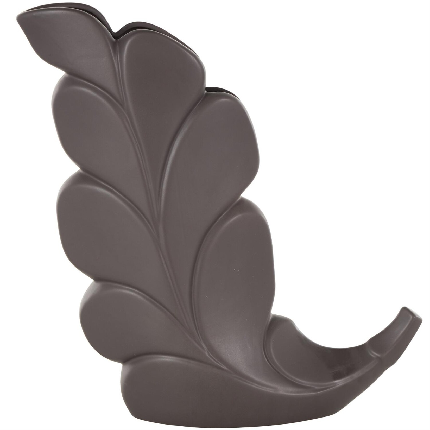 Deco Marche Black Ceramic Leaf Slanted Decorative Black 14"W, 15"H