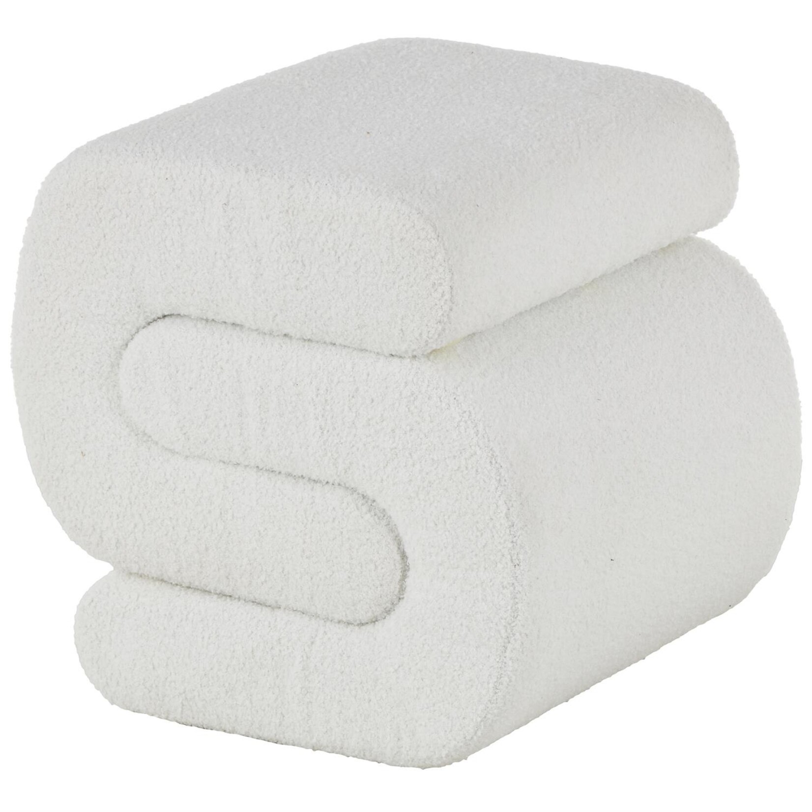 Deco Marche White Polyester S- Shaped Room Ottoman  20"x 19"