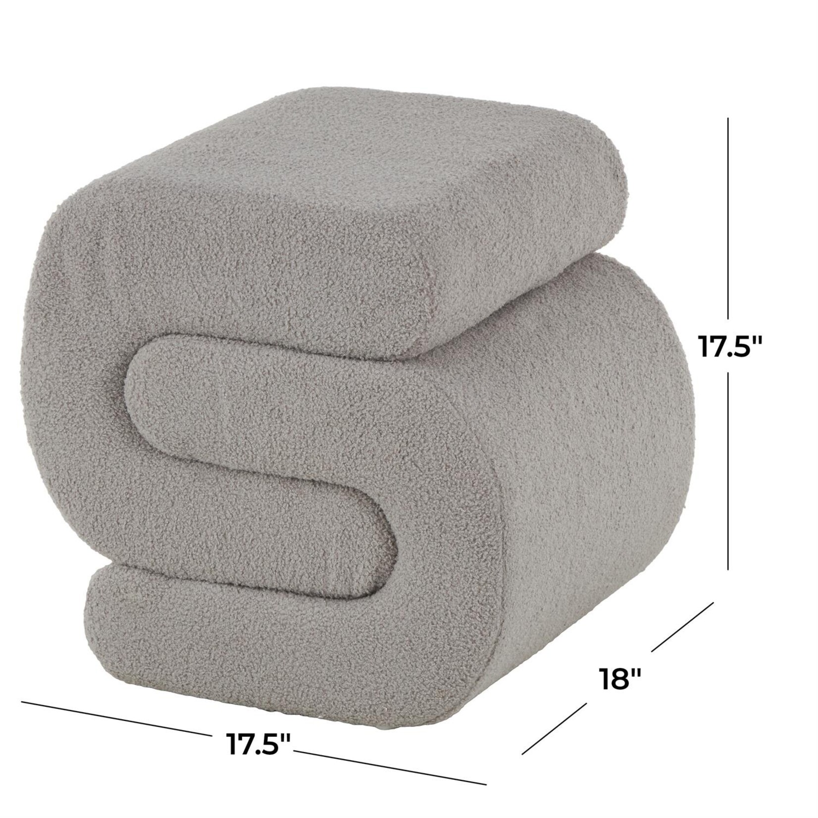 Deco Marche Gray Polyester S- Shaped Room Ottoman  20" x  19"