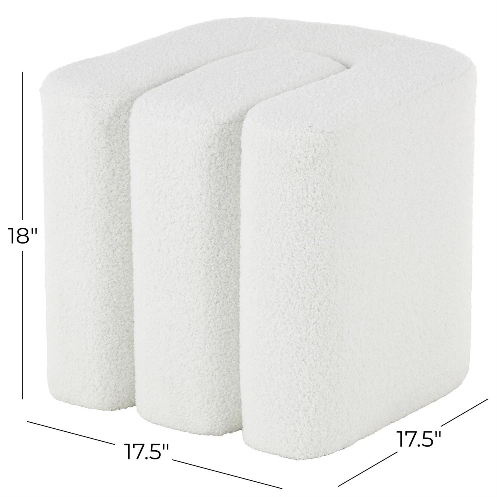 Deco Marche White Polyester W-Shaped Room Ottoman 18"x 18"