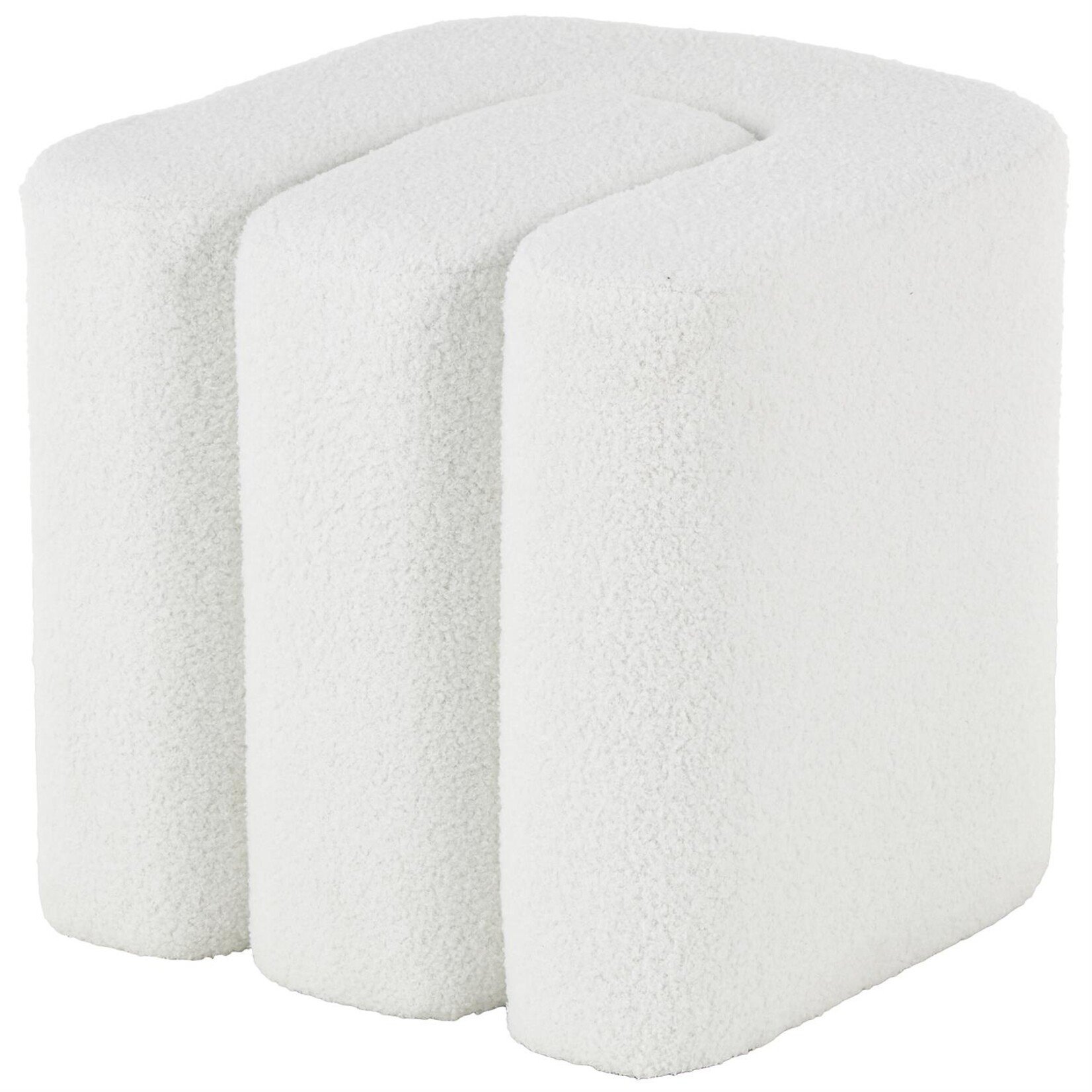 Deco Marche White Polyester W-Shaped Room Ottoman 18"x 18"