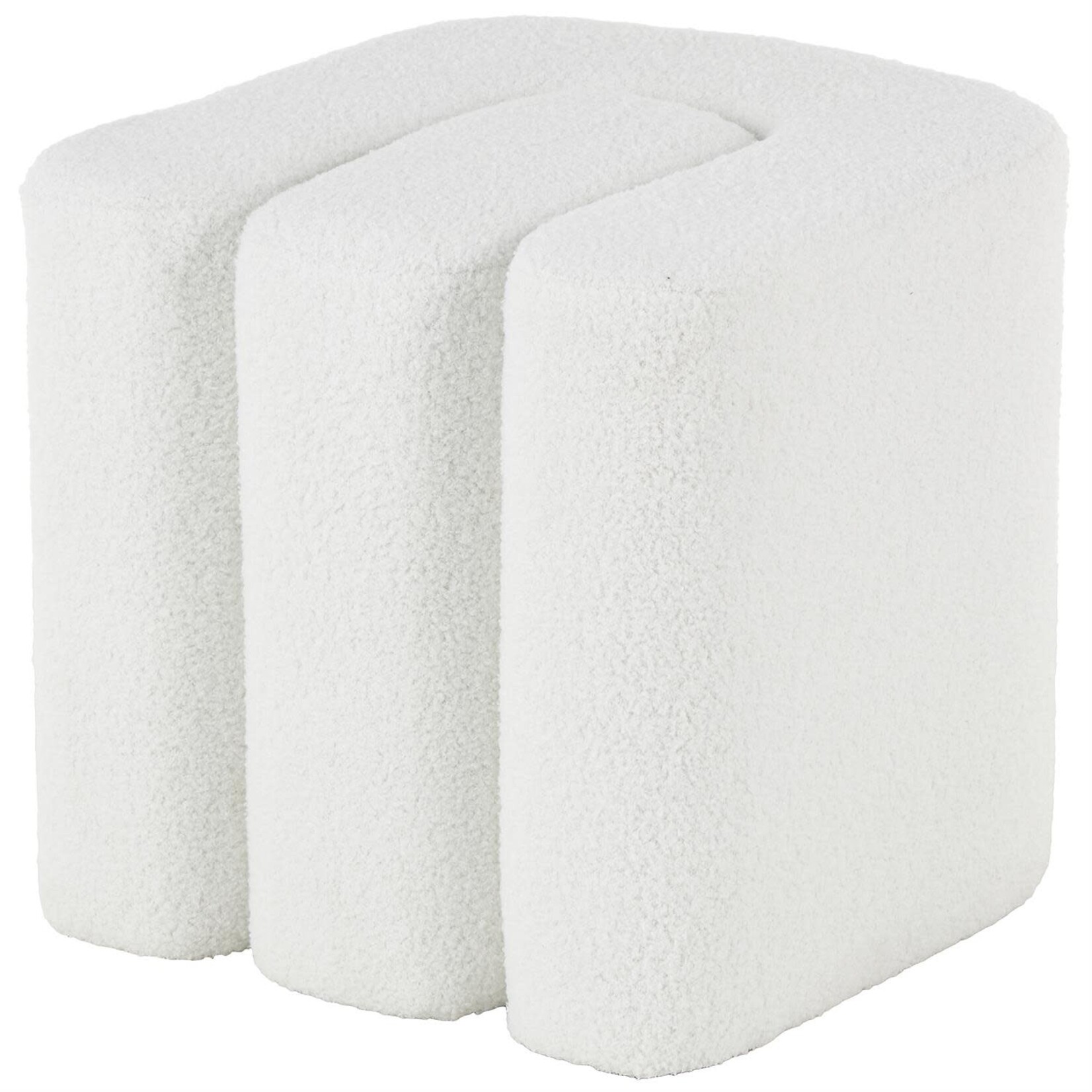 Deco Marche White Polyester W-Shaped Room Ottoman 18"x 18"