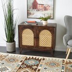 Deco Marche Brown Mango Wood 2 Door Room Cabinet with Rattan Front