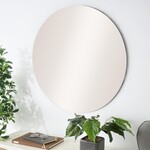 Deco Marche Beige Wood Round Tinted Room Wall Mirror