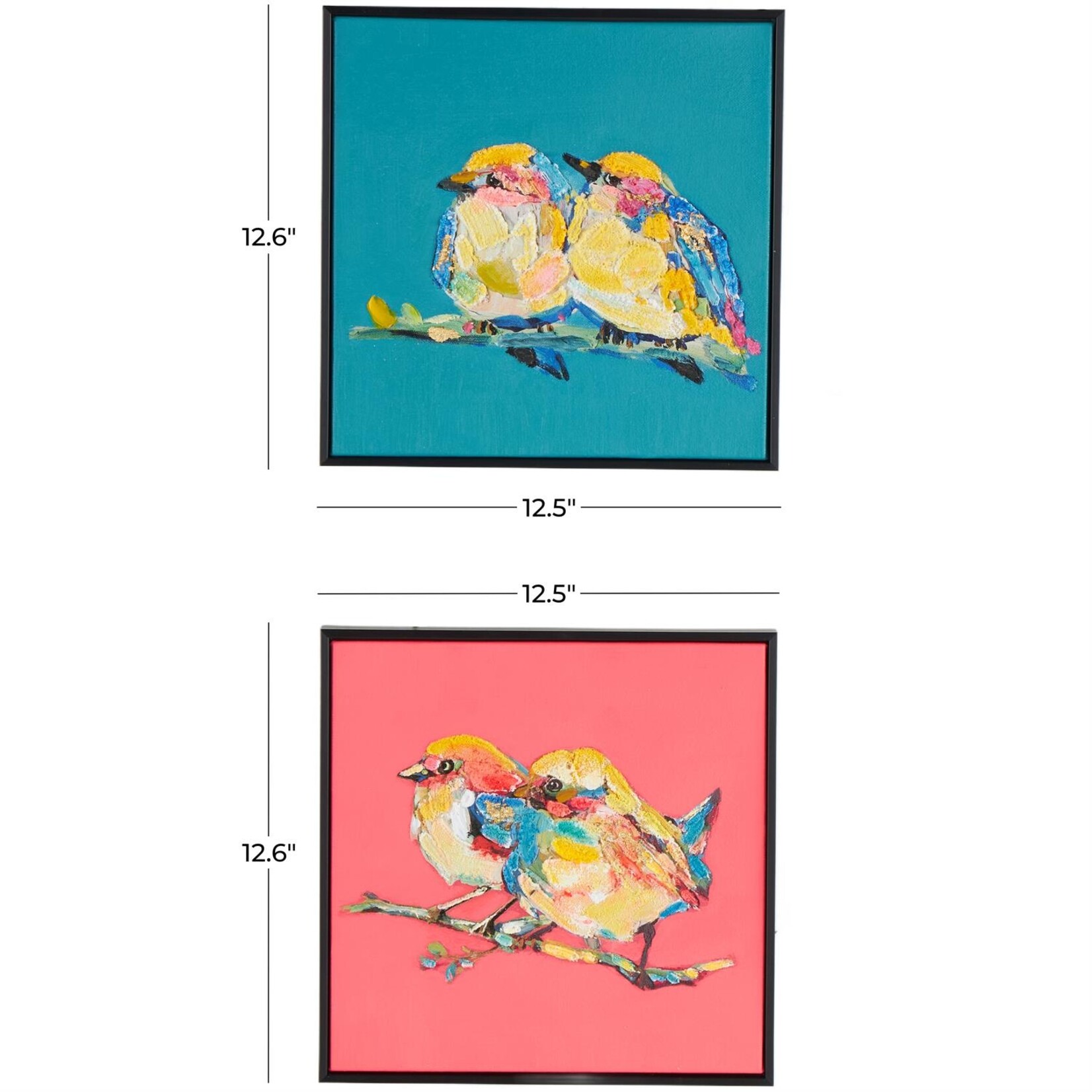 Deco Marche Canvas Bird Colorful Framed Wall Art Set of 2