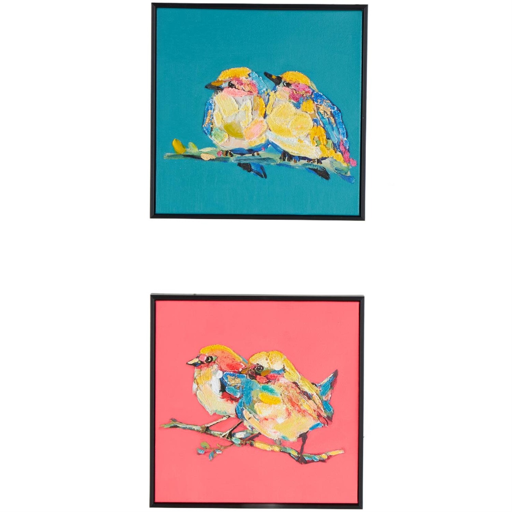 Deco Marche Canvas Bird Colorful Framed Wall Art Set of 2
