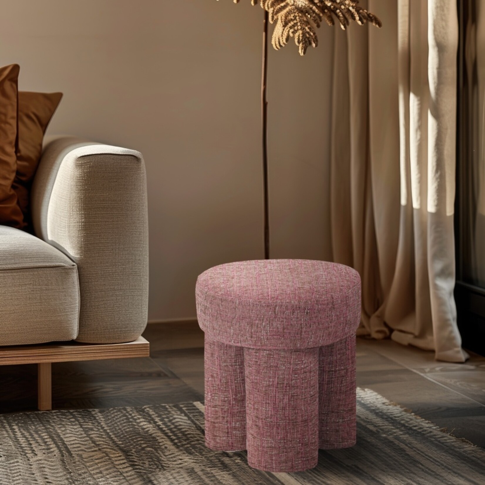 Larson Pink Ottoman/Stool