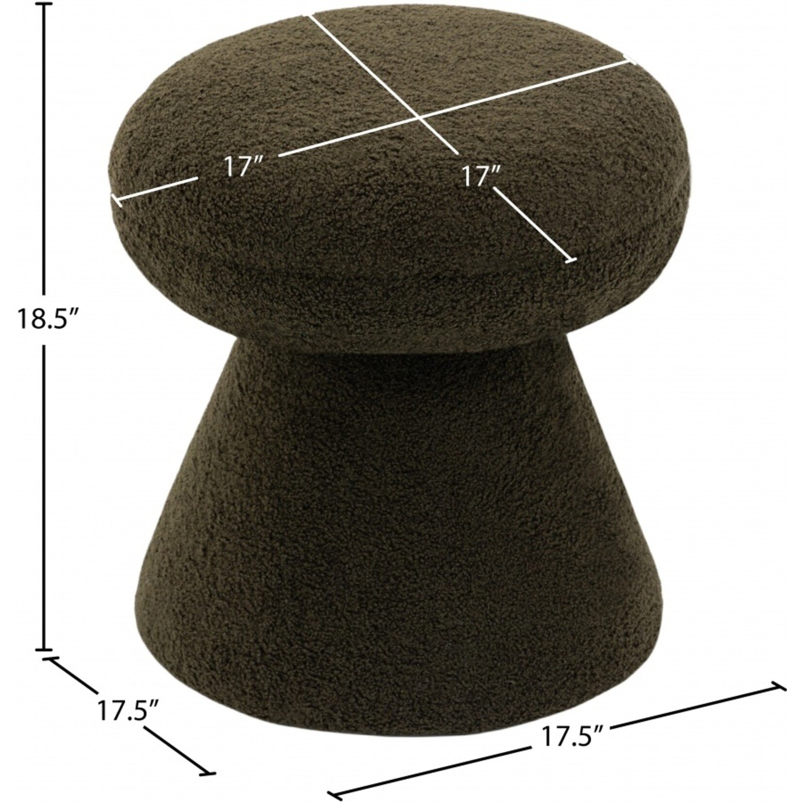 Drum Faux Shearling Teddy Fabric Upholstered Ottoman