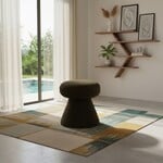 Drum Faux Shearling Teddy Fabric Upholstered Ottoman