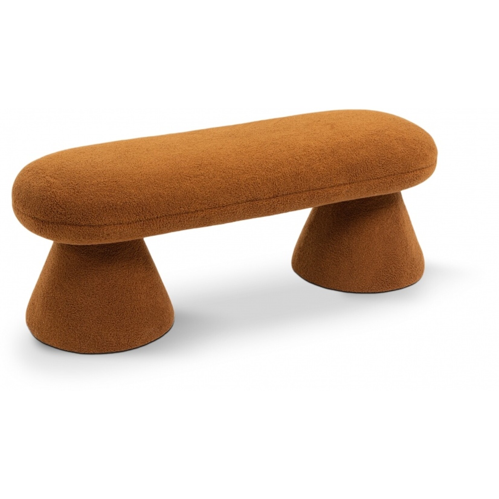 Drum Faux Shearling Teddy Fabric Upholstered Bench