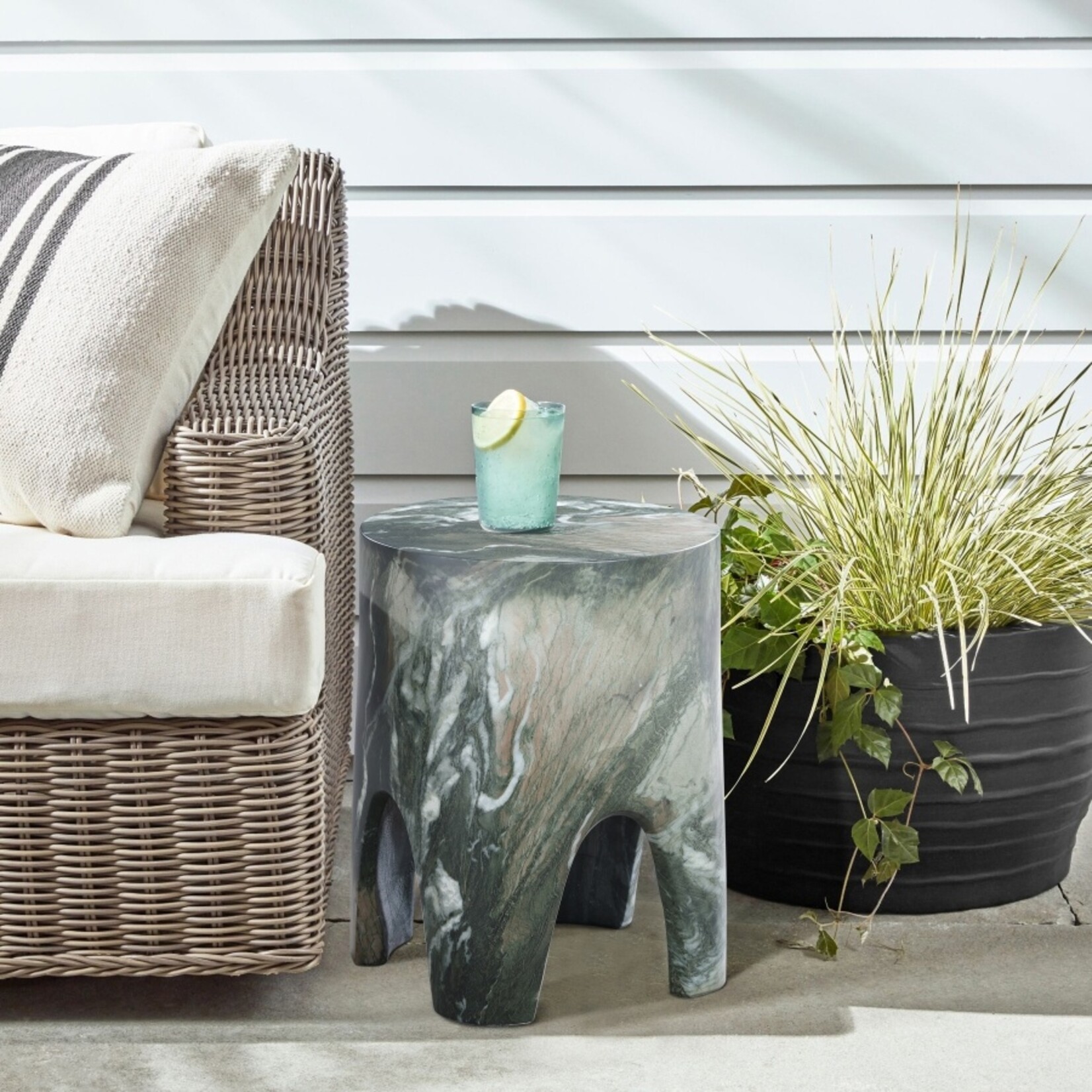 Foligno Marble Finish Indoor / Outdoor Concrete End Table