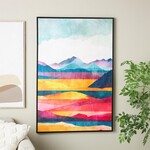 Deco Marche Canvas Abstract Mountains and Lake View Framed Wall Art