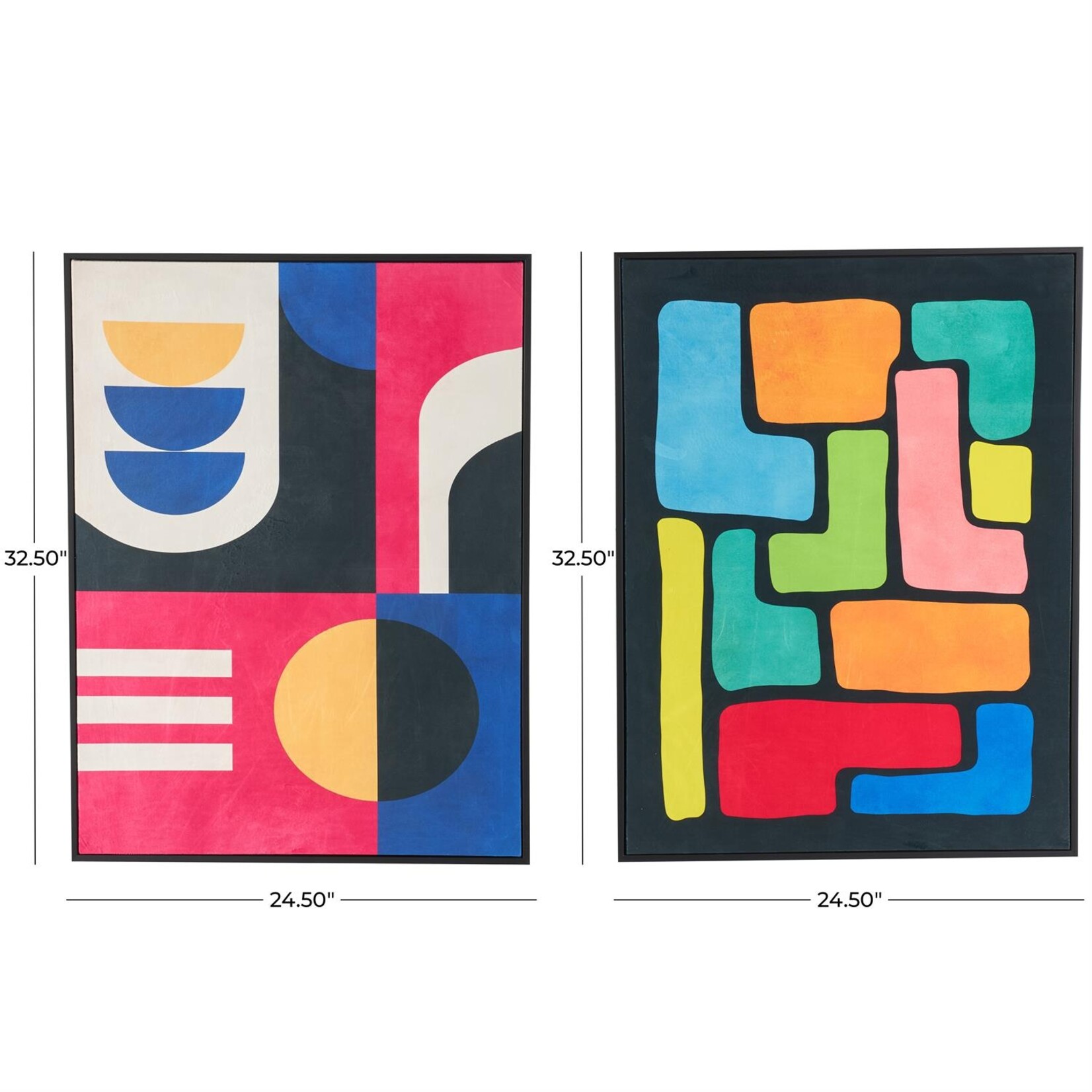 Deco Marche CosmoLiving by Cosmopolitan Canvas Geometric Framed Wall Art Set of 2