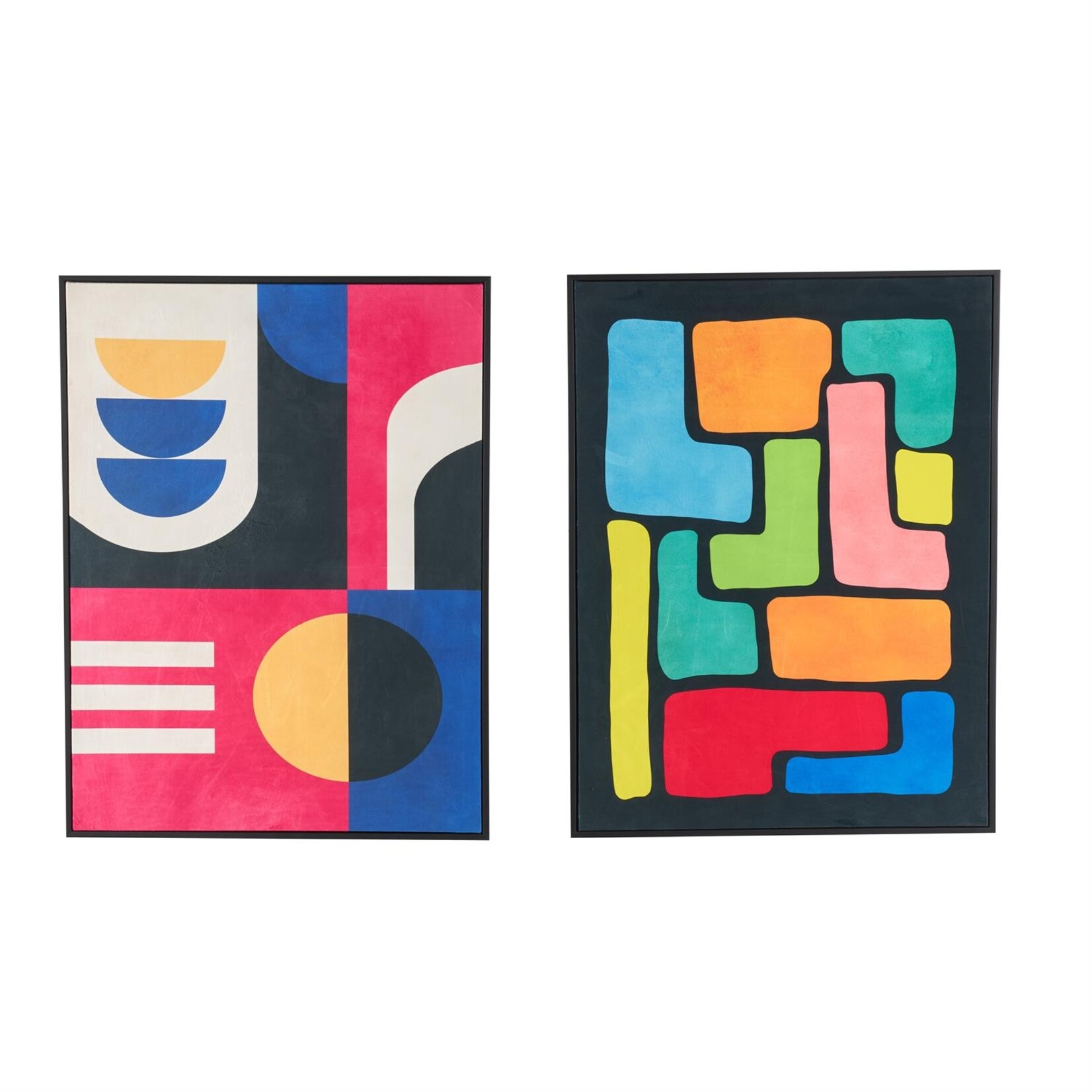 Deco Marche CosmoLiving by Cosmopolitan Canvas Geometric Framed Wall Art Set of 2