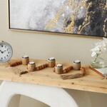 Deco Marche Brown Mango Wood Garland Decorative Candle Holder with Tassel