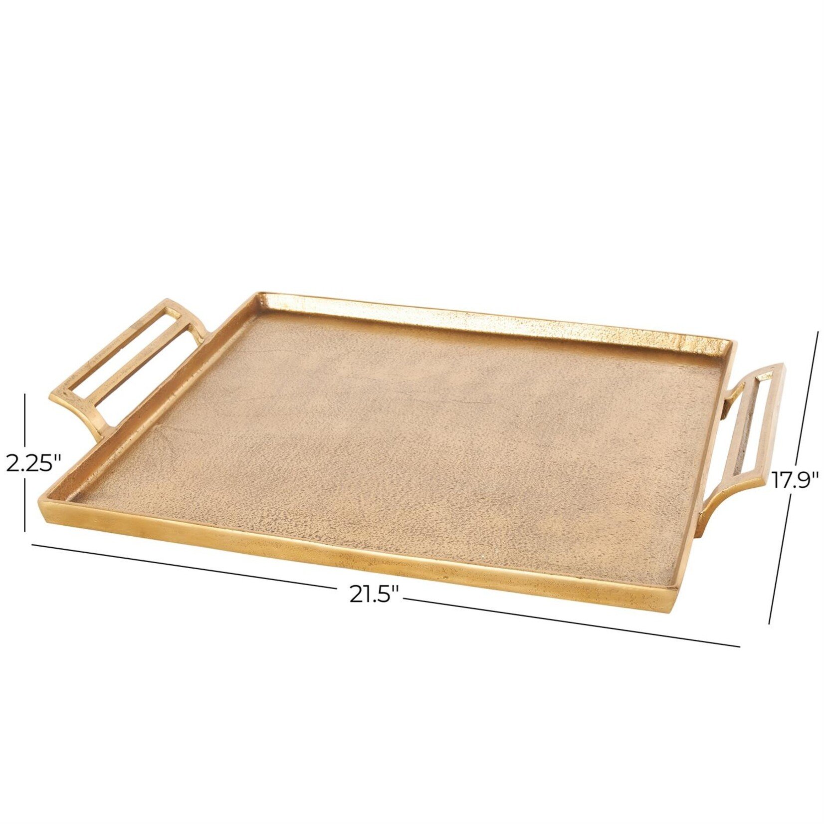 Deco Marche Gold Aluminum Metal Square Tray with Handles