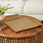 Deco Marche Gold Aluminum Metal Square Tray with Handles