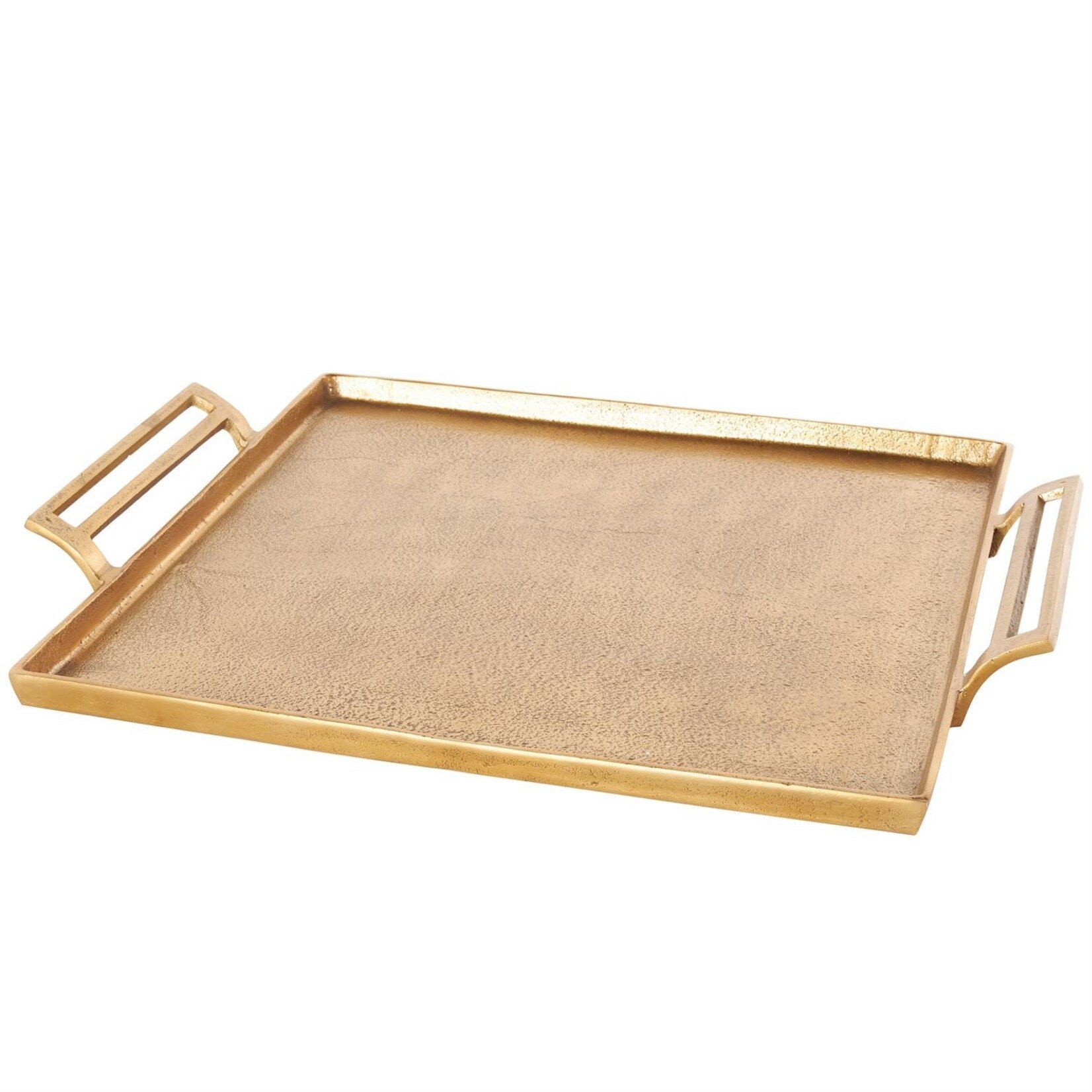 Deco Marche Gold Aluminum Metal Square Tray with Handles