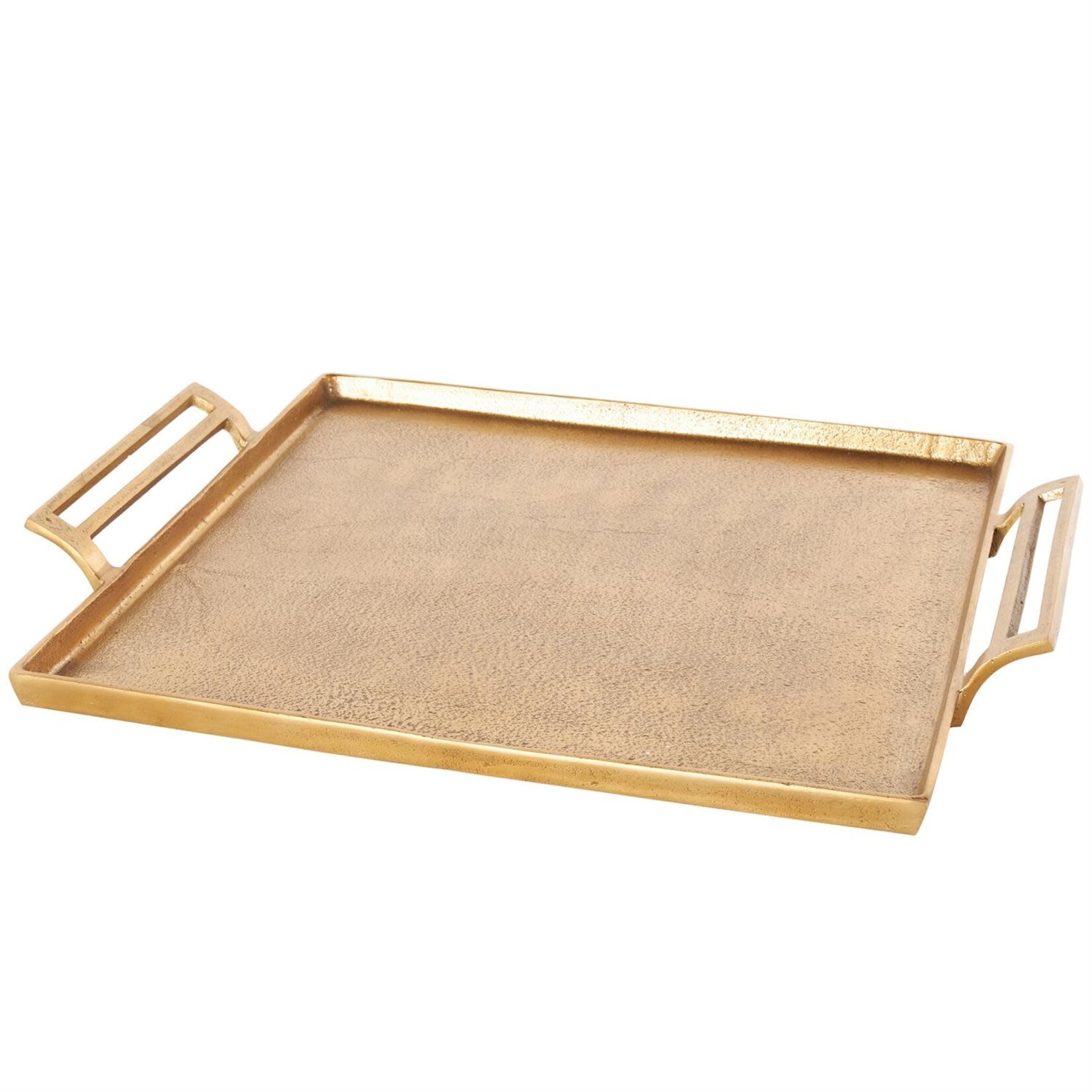 Deco Marche Gold Aluminum Metal Square Tray with Handles