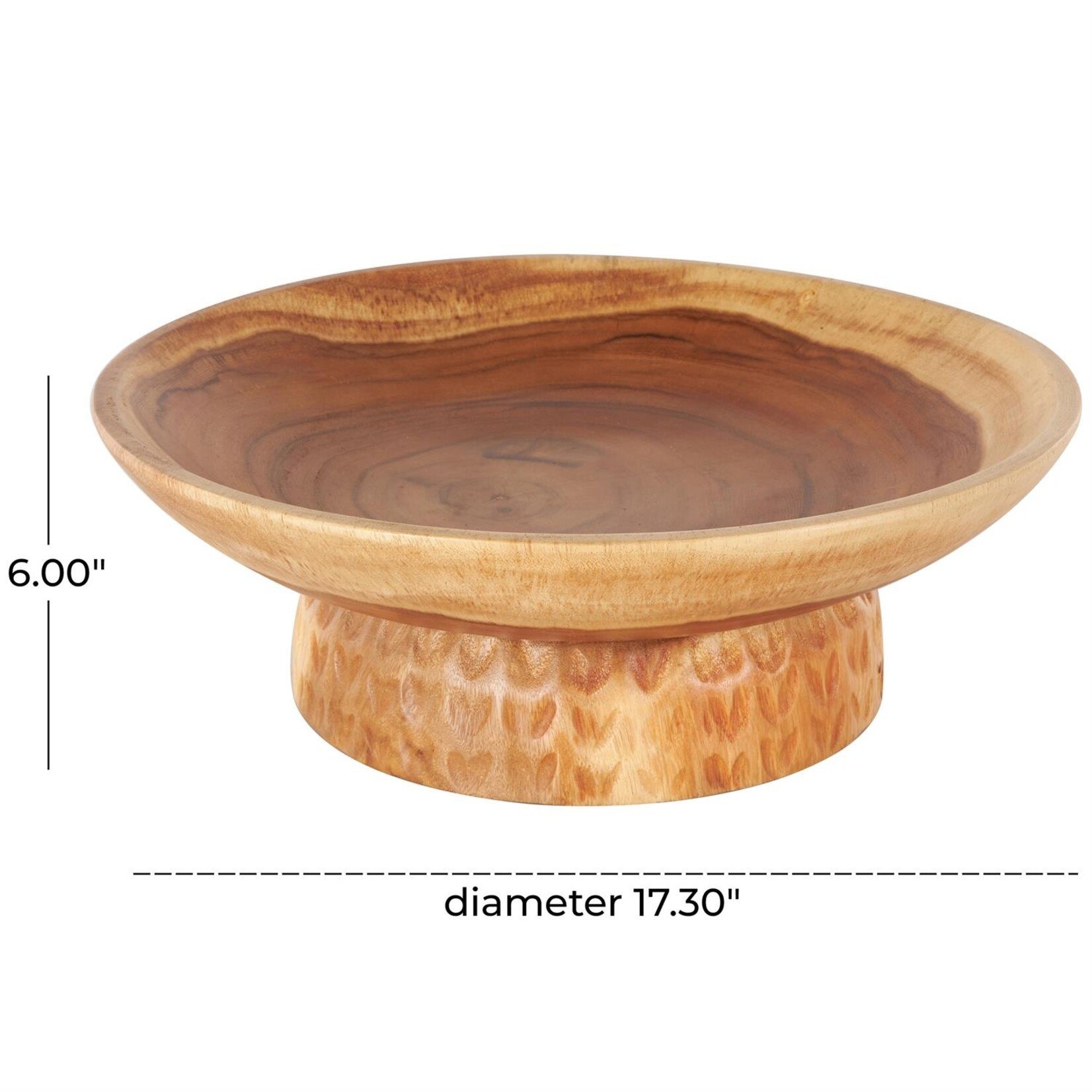 Deco Marche Brown Teak Wood Large Decorative Bowl with Elevated Base