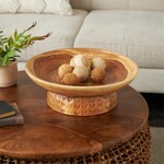 Deco Marche Brown Teak Wood Large Decorative Bowl with Elevated Base