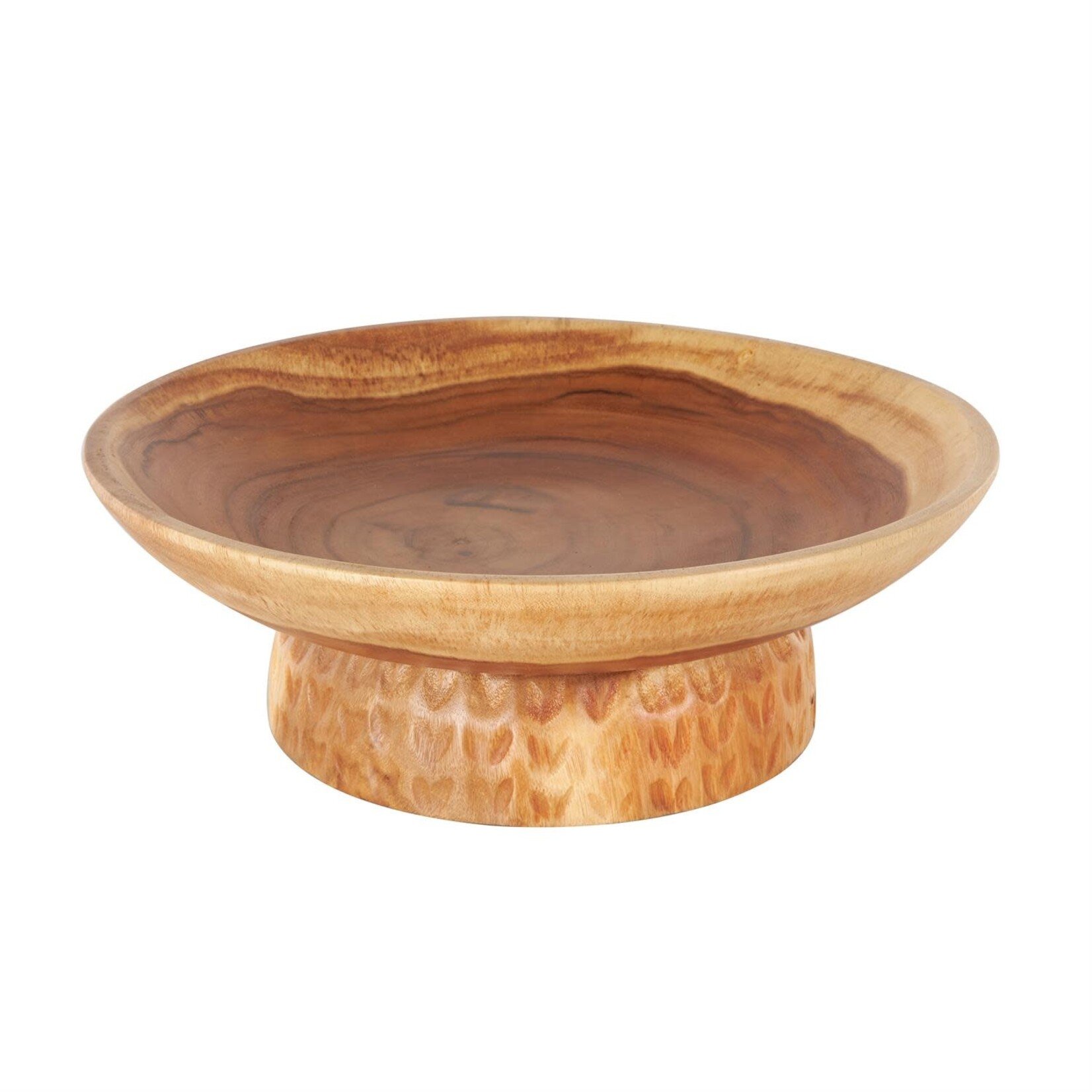 Deco Marche Brown Teak Wood Large Decorative Bowl with Elevated Base