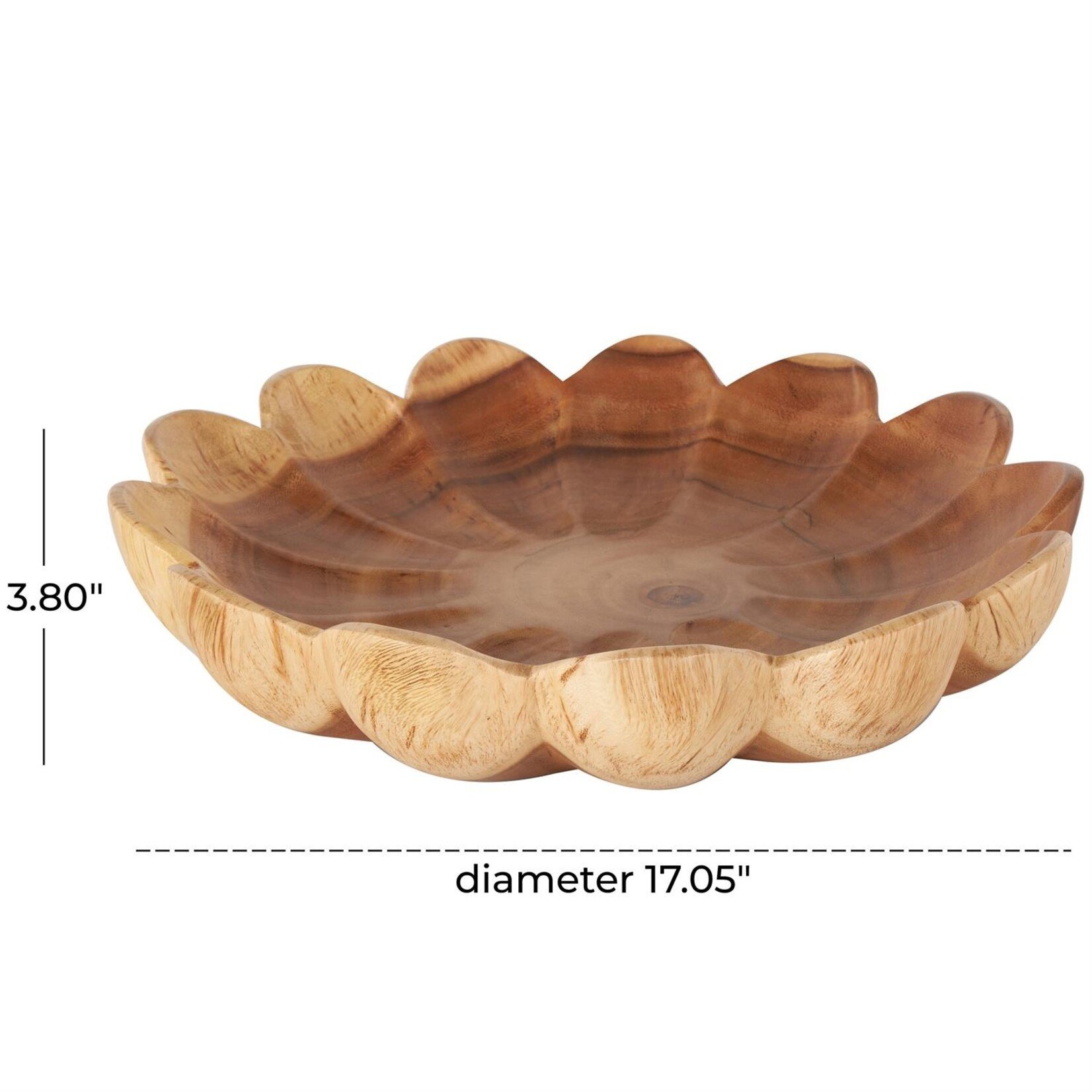 Deco Marche Brown Teak Wood Floral Bowl