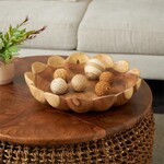 Deco Marche Brown Teak Wood Floral Bowl